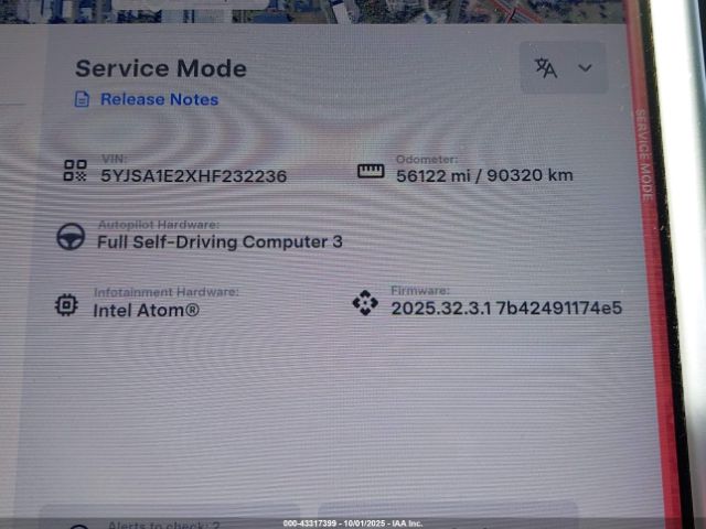 2017 TESLA MODEL S 5YJSA1E2XHF232236 Photo 6