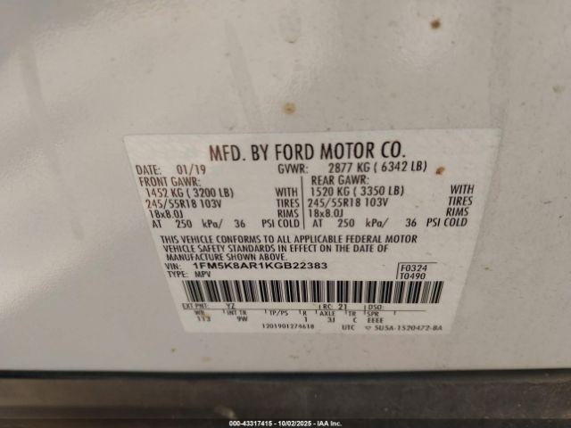 2019 FORD POLICE INTERCEPTOR 1FM5K8AR1KGB22383 Photo 8