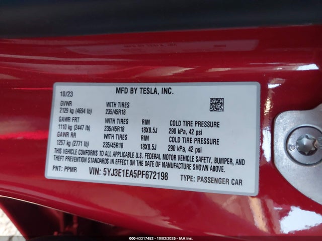 2023 TESLA MODEL 3 5YJ3E1EA5PF672198 Photo 8