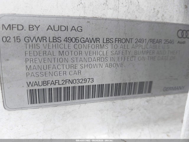 2015 AUDI A4 WAUBFAFL2FN032973 Photo 8