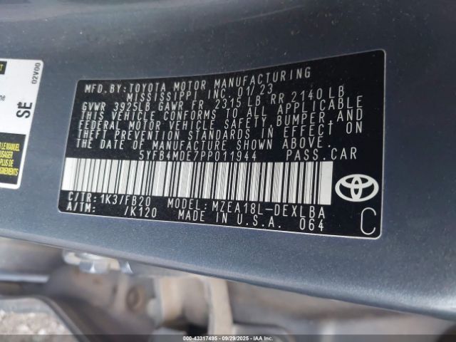 2023 TOYOTA COROLLA 5YFB4MDE7PP011944 Photo 8