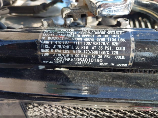2006 KAWASAKI 1600 JKBVNKB106A010190 Photo 9