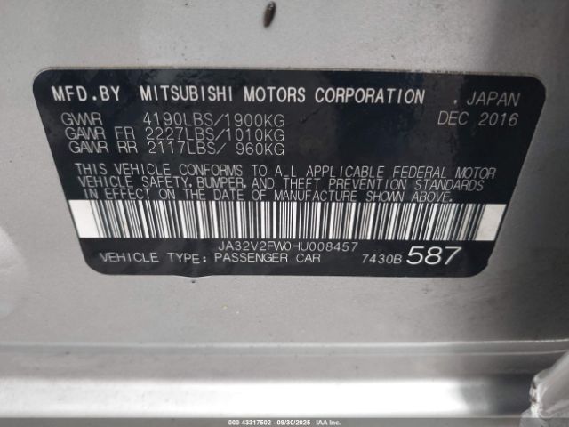 2017 MITSUBISHI LANCER JA32V2FW0HU008457 Photo 8