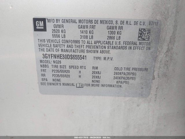 2013 CADILLAC SRX 3GYFNHE30DS655541 Photo 8