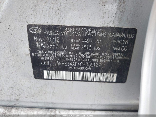 5NPE34AF4GH355127 Hyundai dohc gdi theta-ii