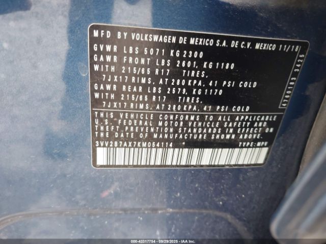 2019 VOLKSWAGEN TIGUAN 3VV2B7AX7KM054114 Photo 8