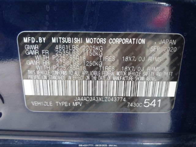 2020 MITSUBISHI OUTLANDER JA4AD3A3XLZ043774 Photo 8