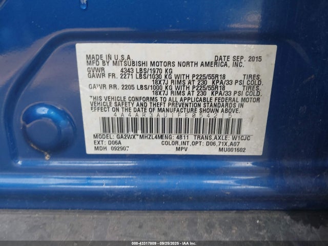 2015 MITSUBISHI OUTLANDER SPORT 4A4AR3AU1FE054215 Photo 8