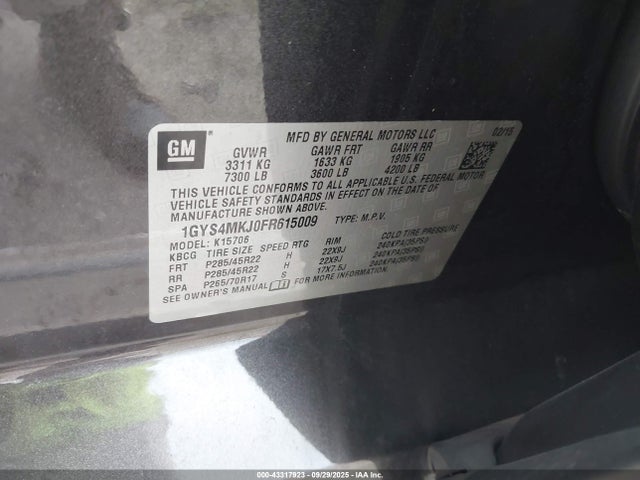 Cadillac l86 - vvt, afm, e85 max, aluminum 2015 1GYS4MKJ0FR615009 Image 9