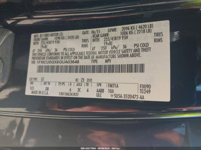 1FMCU0GX6GUA03648 Ford 2016