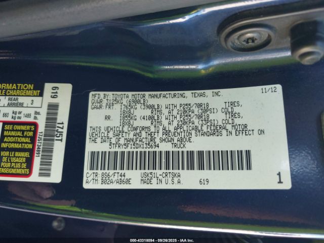 2013 TOYOTA TUNDRA 5TFRY5F15DX135694 Photo 8