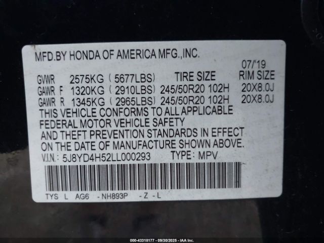 2020 ACURA MDX 5J8YD4H52LL000293 Photo 8
