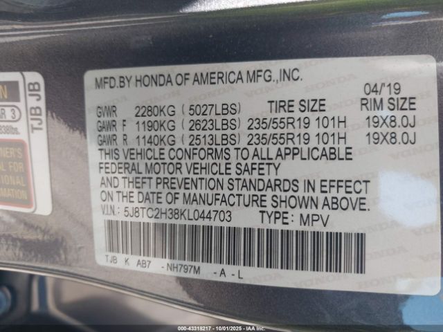 2019 ACURA RDX 5J8TC2H38KL044703 Photo 8