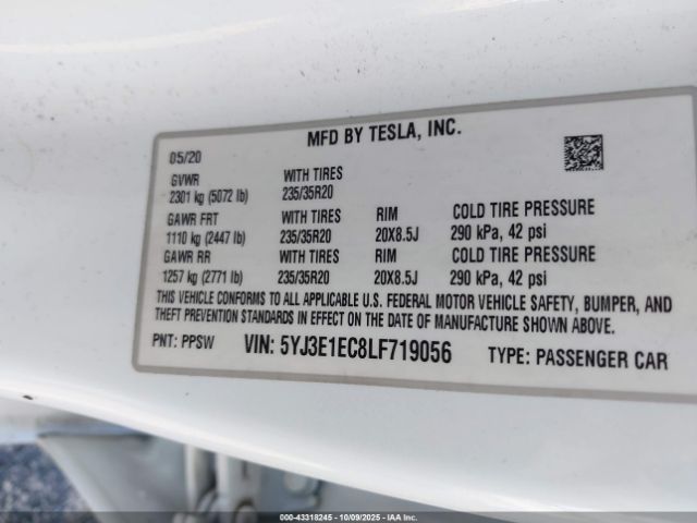 2020 TESLA MODEL 3 5YJ3E1EC8LF719056 Photo 8