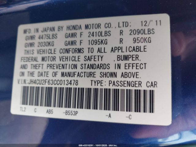 2012 ACURA TSX JH4CU2F63CC013478 Photo 8