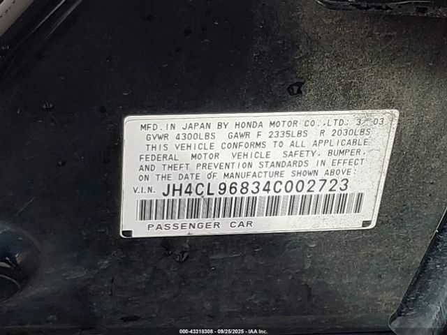 2004 ACURA TSX JH4CL96834C002723 Photo 8