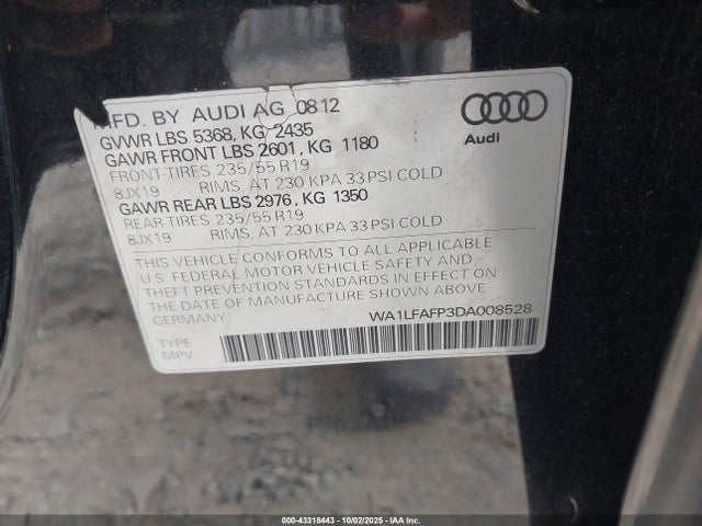 2013 AUDI Q5 WA1LFAFP3DA008528 Photo 8