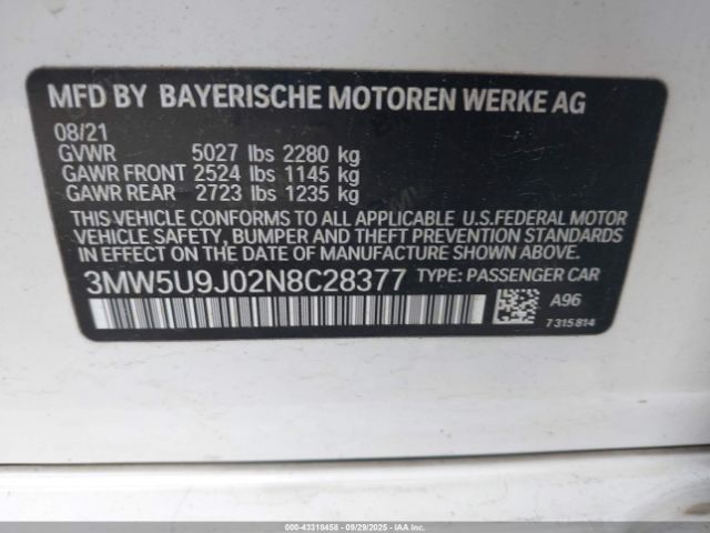 2022 BMW 3 SERIES 3MW5U9J02N8C28377 Photo 8