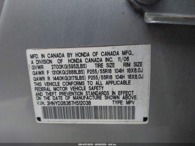 2007 ACURA MDX 2HNYD28367H512038 Photo 8
