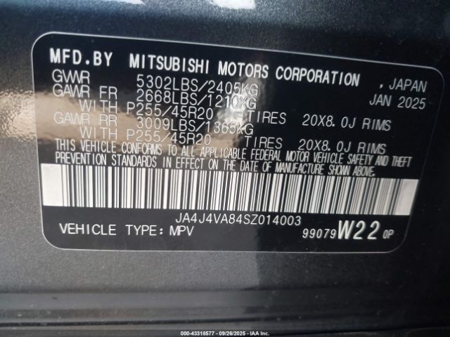 2025 MITSUBISHI OUTLANDER JA4J4VA84SZ014003 Photo 8