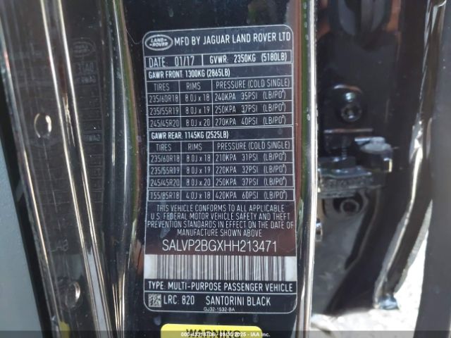 2017 LAND ROVER RANGE ROVER EVOQUE SALVP2BGXHH213471 Photo 8