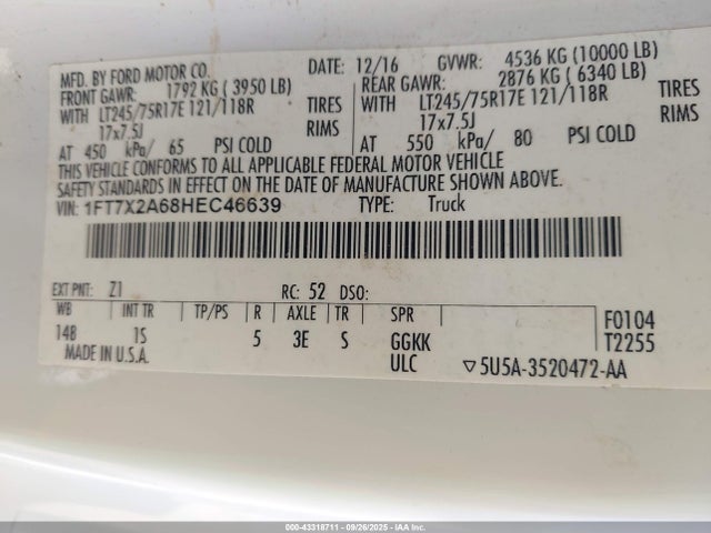 Ford 2017 2017 1FT7X2A68HEC46639 Image 9