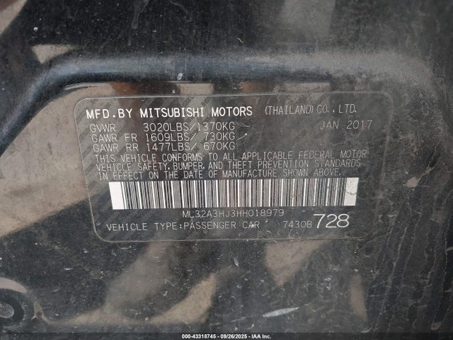 2017 MITSUBISHI MIRAGE ML32A3HJ3HH018979 Photo 8