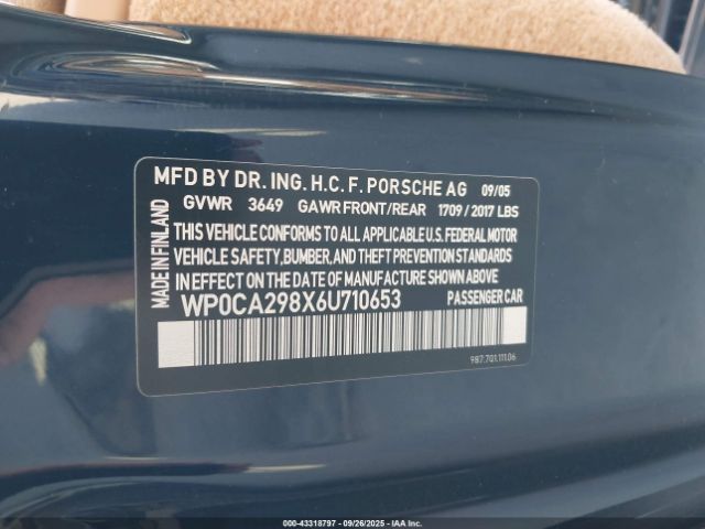 2006 PORSCHE BOXSTER WP0CA298X6U710653 Photo 8