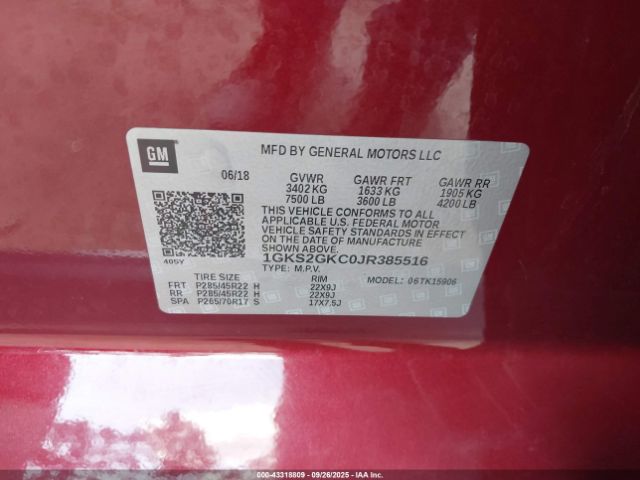 2018 GMC YUKON XL 1GKS2GKC0JR385516 Photo 8