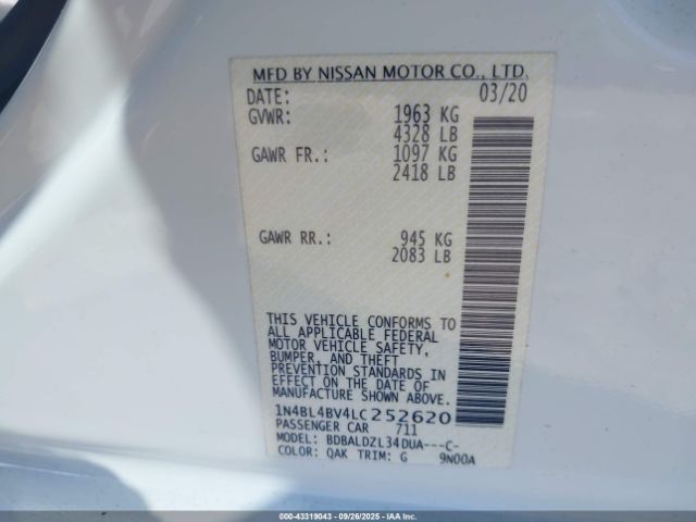 2020 NISSAN ALTIMA 1N4BL4BV4LC252620 Photo 8