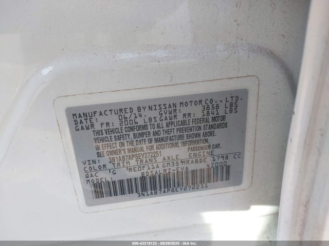 Продажа на аукционе авто 2014 Nissan Sentra Sr, vin: 3N1AB7AP8EY272251, номер лота: 43319133