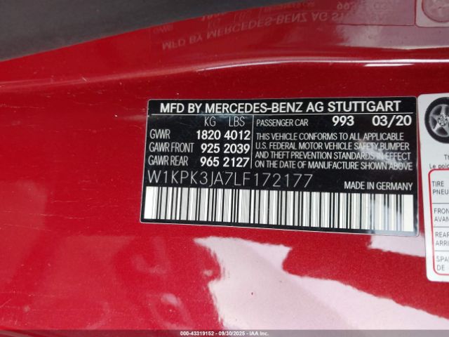 2020 MERCEDES-BENZ SLC 300 W1KPK3JA7LF172177 Photo 8