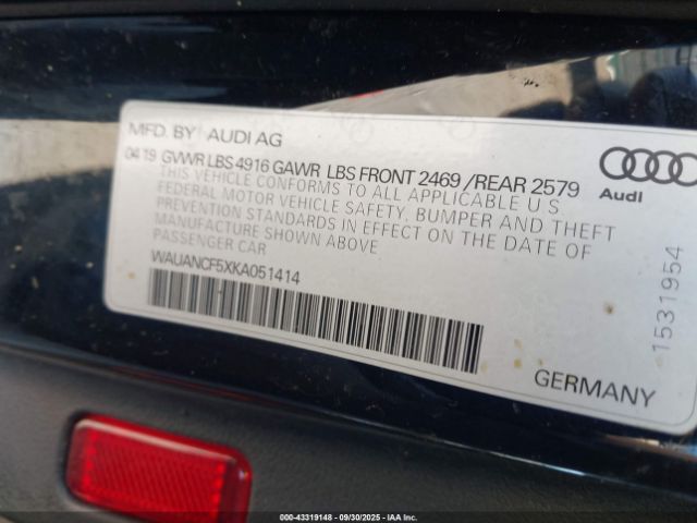 2019 AUDI A5 WAUANCF5XKA051414 Photo 8