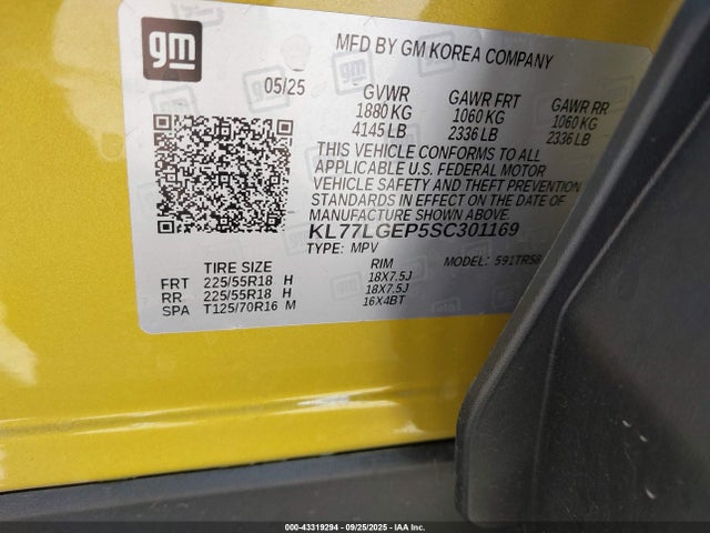 KL77LGEP5SC301169 Chevrolet Trax Fwd 1rs