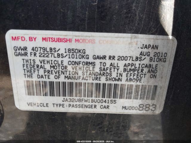 2011 MITSUBISHI LANCER JA32U8FW1BU004155 Photo 8