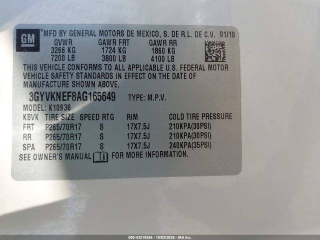 2010 CADILLAC ESCALADE EXT 3GYVKNEF8AG165649 Photo 8