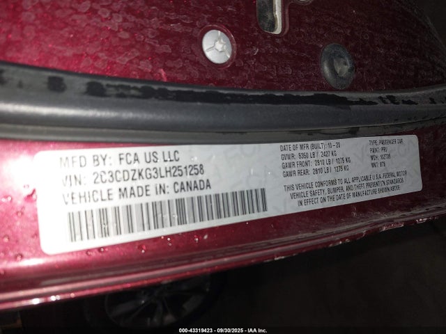 Dodge Challenger 2020 2C3CDZKG3LH251258 Image 9