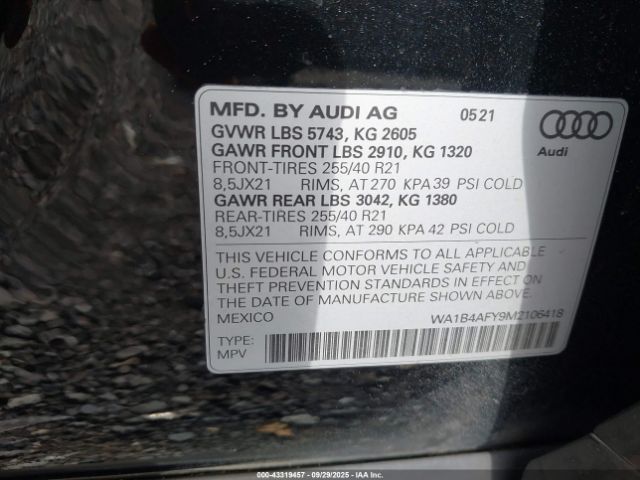 2021 AUDI SQ5 WA1B4AFY9M2106418 Photo 8
