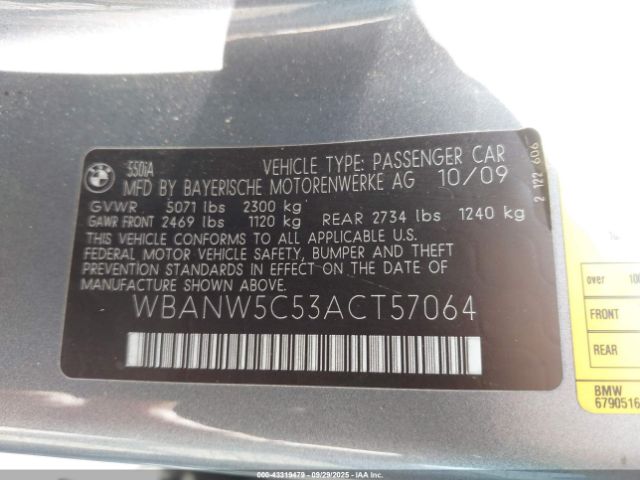 2010 BMW 550I WBANW5C53ACT57064 Photo 8