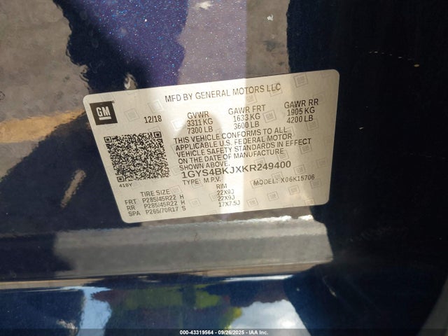 2019 CADILLAC ESCALADE 1GYS4BKJXKR249400 Photo 8