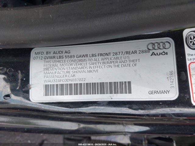 Aukcja sprzedaży 2013 Audi S7 4.0t Prestige, vin: WAU32AFC0DN037022, numer aukcji: 43319610