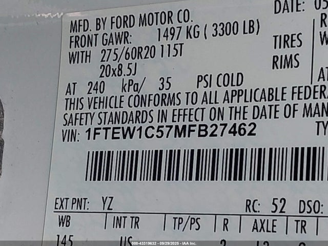 Ford 4v 2021 1FTEW1C57MFB27462 Image 9