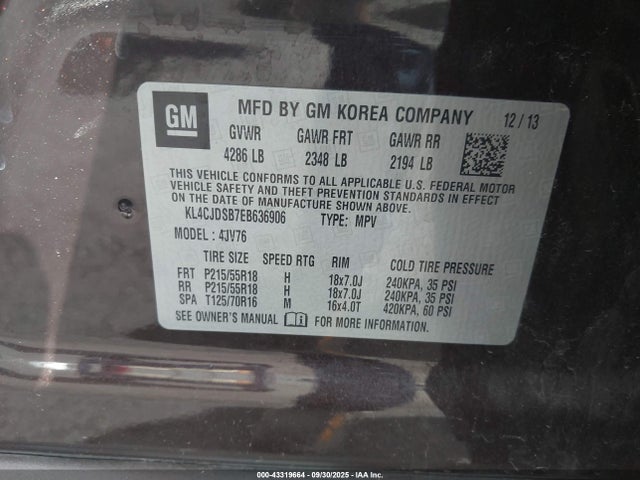 Aukcja sprzedaży 2014 Buick Encore Premium, vin: KL4CJDSB7EB636906, numer aukcji: 43319664