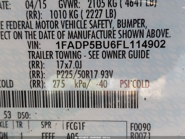 2015 FORD C-MAX HYBRID 1FADP5BU6FL114902 Photo 8