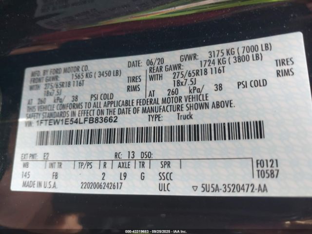 2020 FORD F-150 1FTEW1E54LFB83662 Photo 8