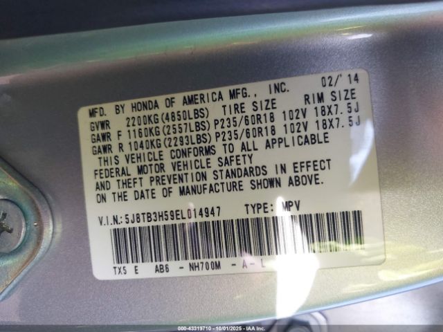 2014 ACURA RDX 5J8TB3H59EL014947 Photo 8