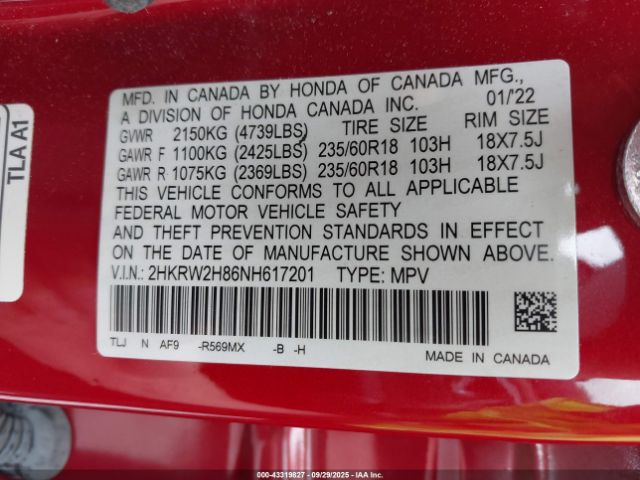 2022 HONDA CR-V 2HKRW2H86NH617201 Photo 8