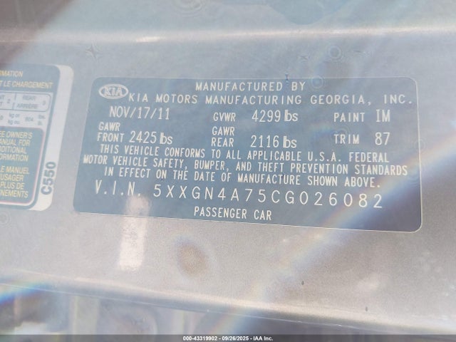 2012 KIA OPTIMA 5XXGN4A75CG026082 Photo 8