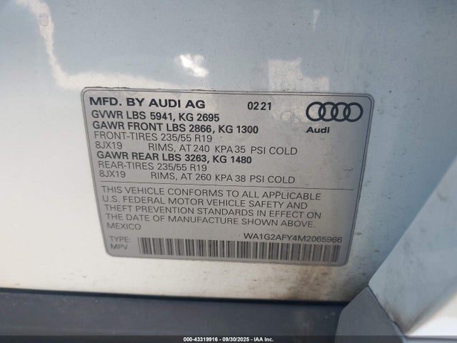 2021 AUDI Q5 WA1G2AFY4M2065966 Photo 8