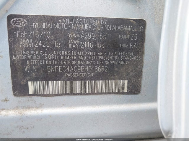 Продажа на аукционе авто 2011 Hyundai Sonata Limited, vin: 5NPEC4AC9BH018662, номер лота: 43319971